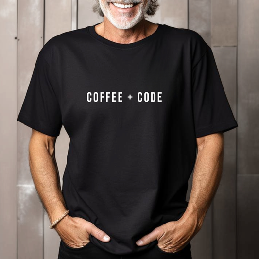 Coffee + Code T-shirt - Geek Culture Tee - Nerd T-shirt - Coder T-shirt - Gaming Unisex T-shirt