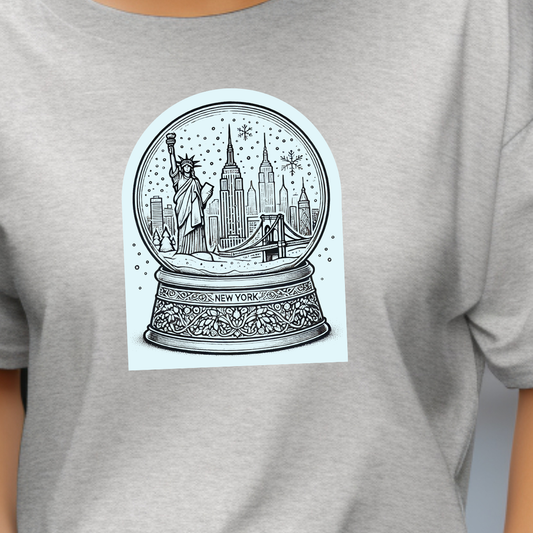 Christmas in New York - Snow Globe Christmas T-shirt Unisex - New York Cityscape with snow Xmas tee shirt