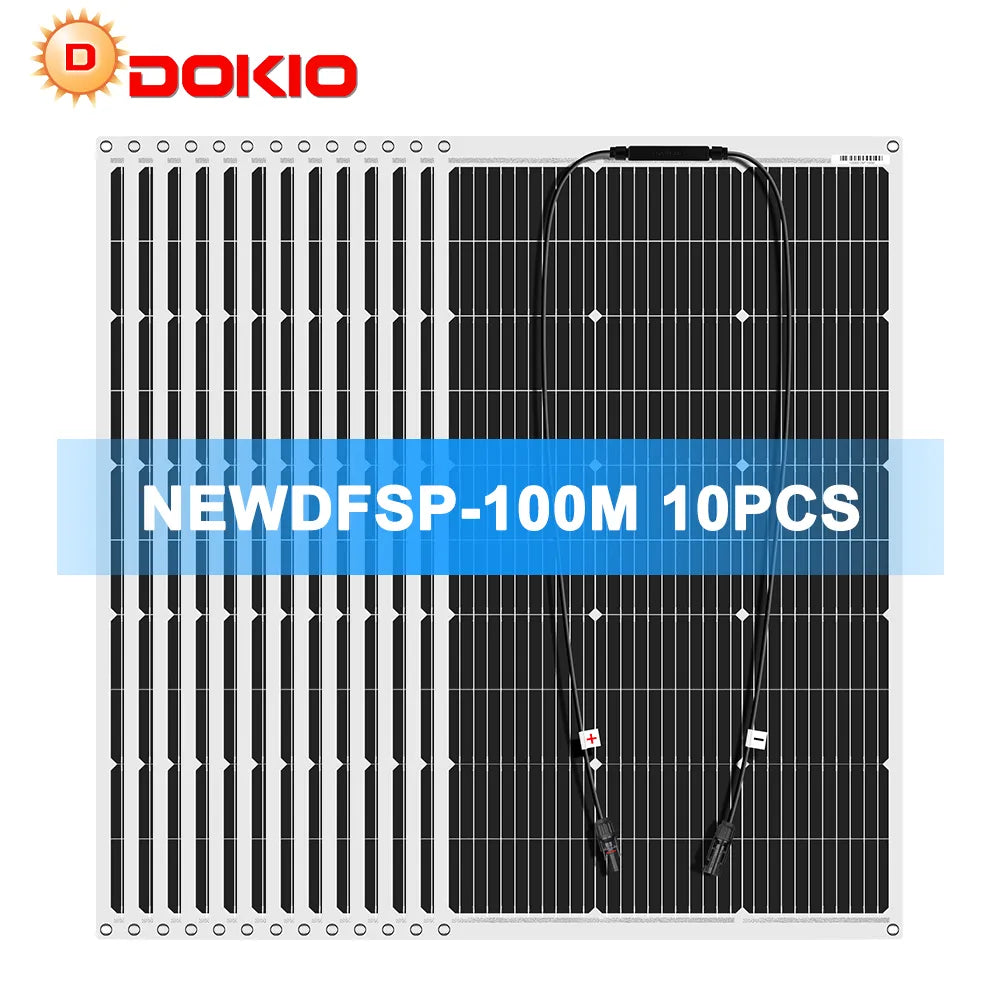 Dokio 18V 10pc 100W Flexible Solar Panel Set - Charge 12V 1000W