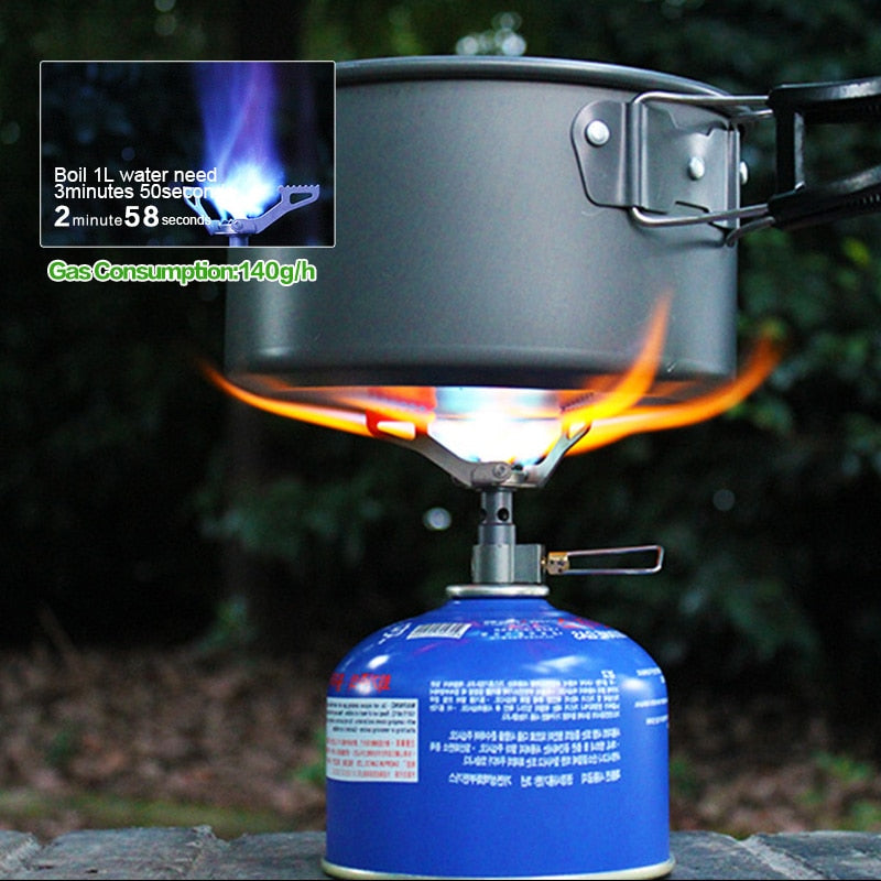 Outdoor Portable Mini Gas Stove - Titanium Camping Gas Cooker