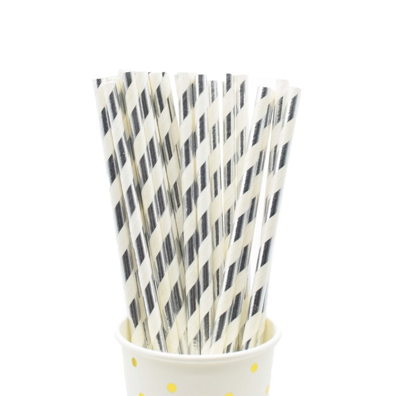 Biodegradable Stripes Paper Drinking Straws.
