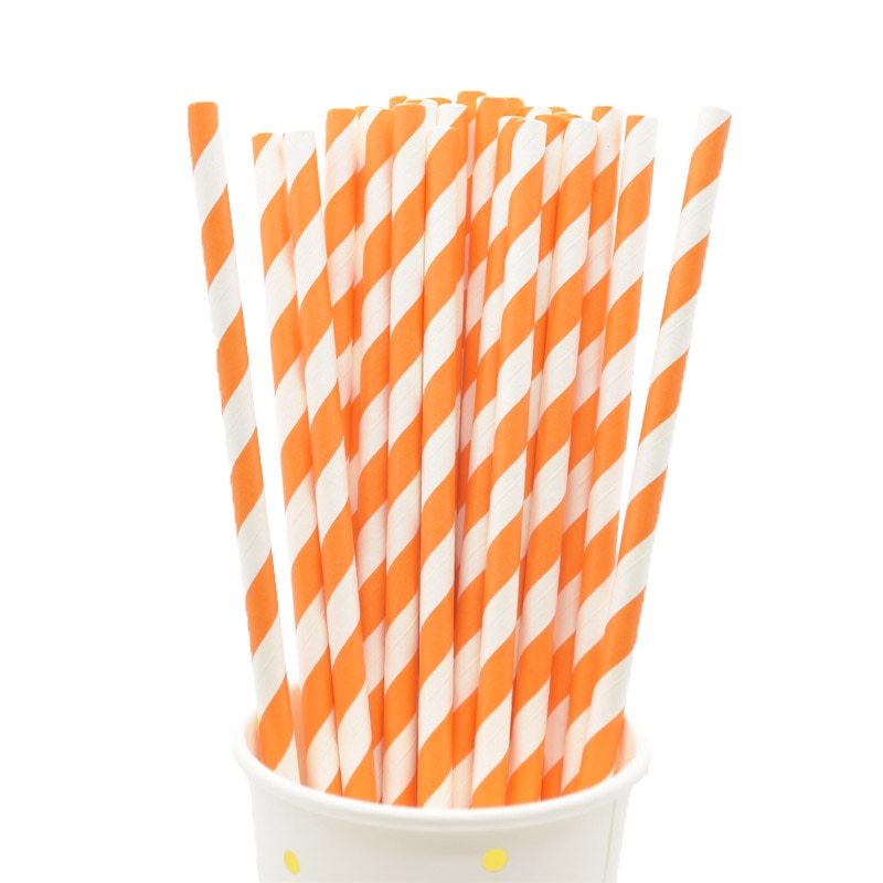 Biodegradable Paper Drinking Straws with stripes