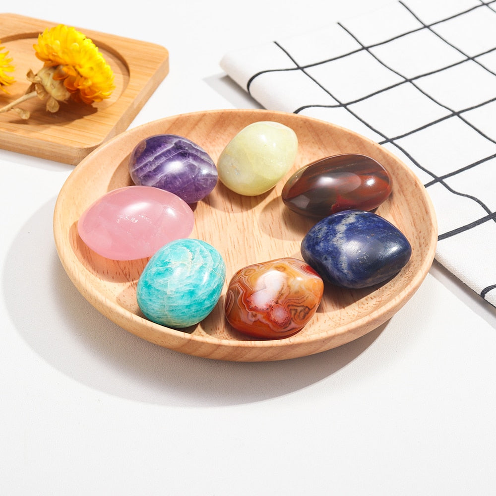 7pc Chakra Set - Natural Crystal Tumbled Gemstones for Energy Healing.