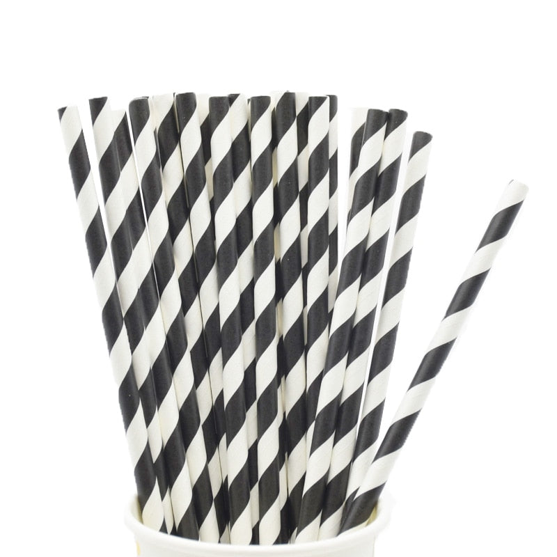 Biodegradable Stripes Paper Drinking Straws.