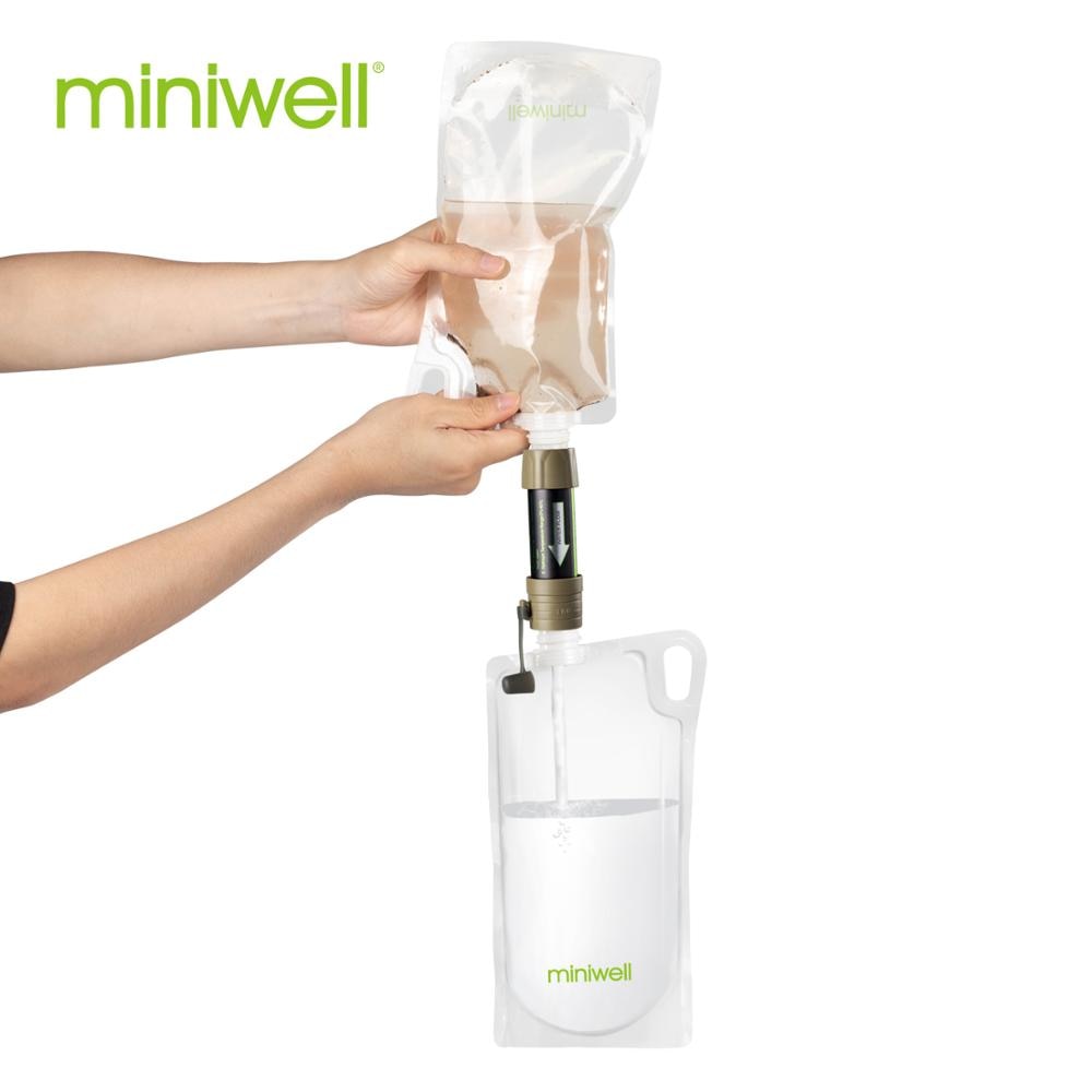 Miniwell Portable Outdoor Water Filter Survival kit with Bag for Camping & Outdoor Survival.