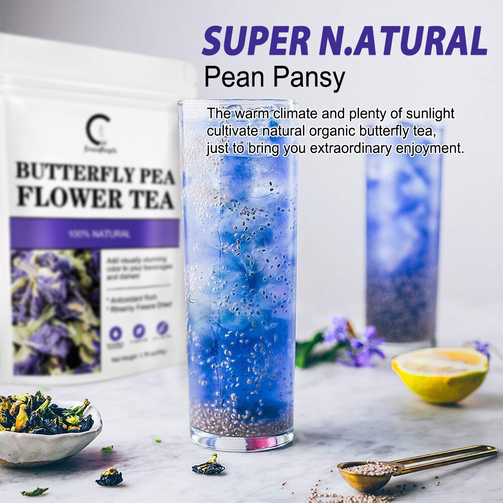 Greenpeople Butterfy Pea Natural Herbal Tea. To Promote Calm and Help Skin & Immunity.