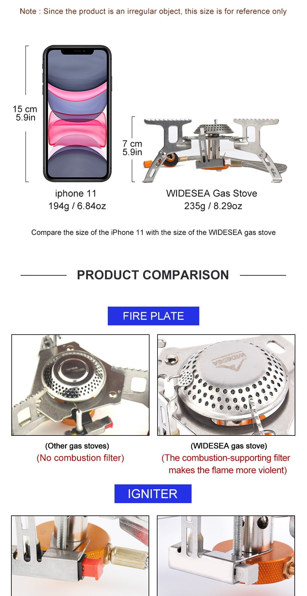 Widesea Camping Gas Stove for Outdoor Use