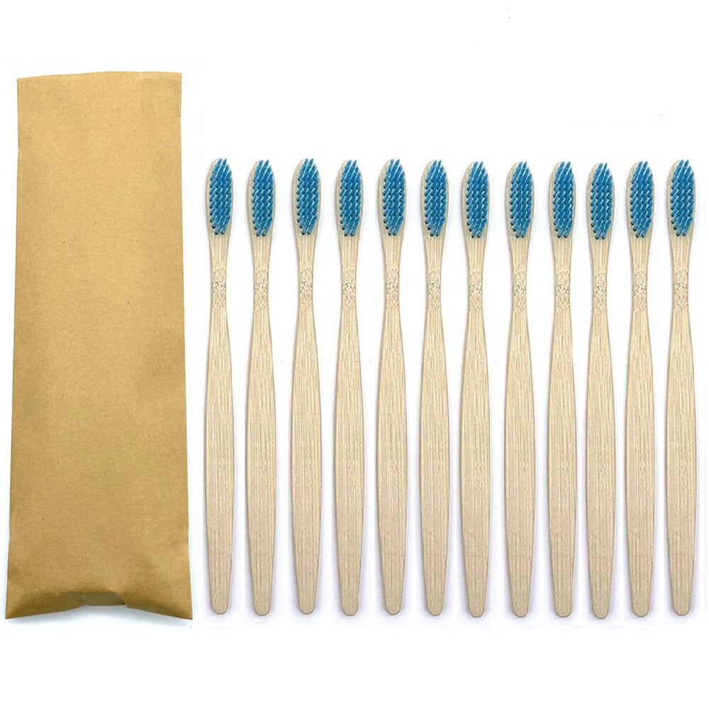 12PCS Eco Friendly bamboo toothbrush, eco-friendly toothbrush, Soft bristles with different colour choices.