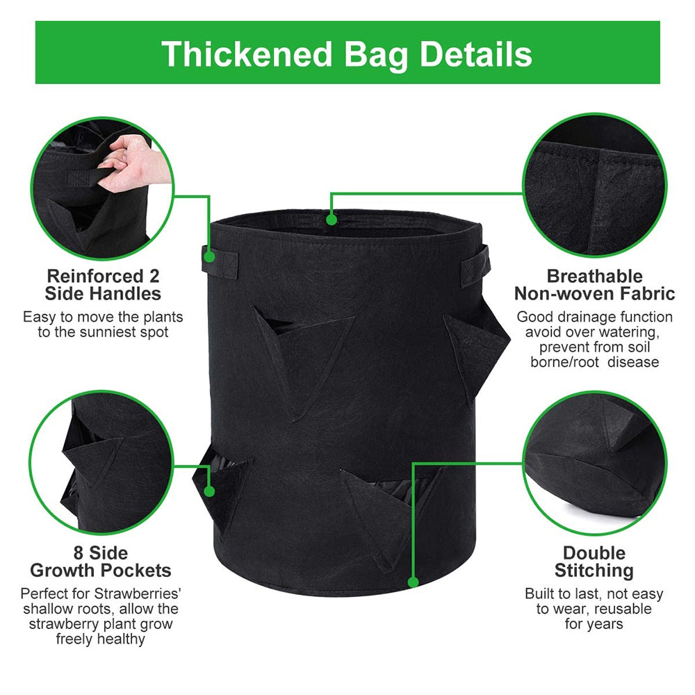 Outdoor Planting - Reusable Vertical Grow Bag for Strawberries, Herbs & Vegetables.