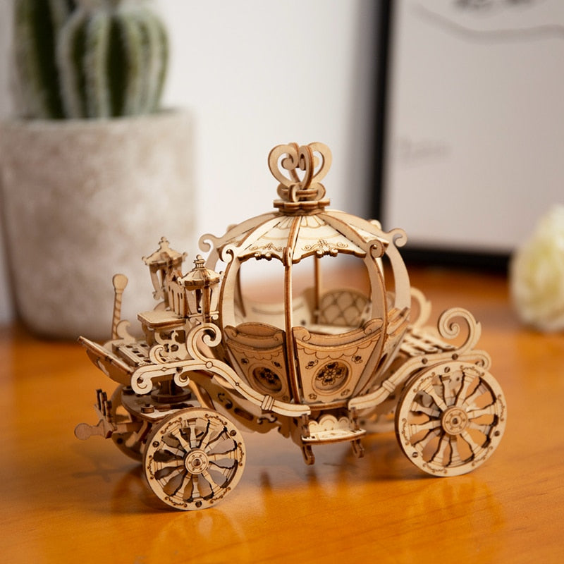 DIY 3D Wooden Puzzles - Gramophone, Pumpkin Carriage, Air Ships unique gift ideas