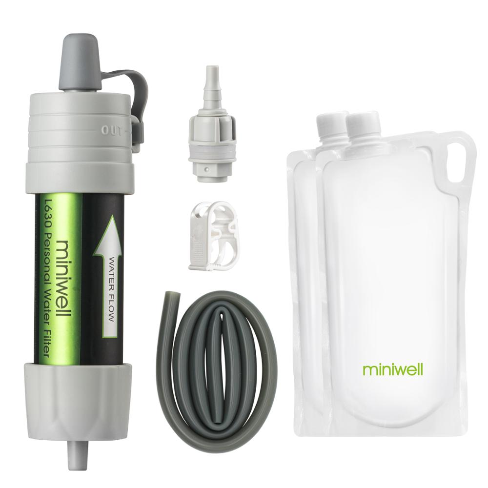 Miniwell Portable Outdoor Water Filter Survival kit with Bag for Camping & Outdoor Survival.