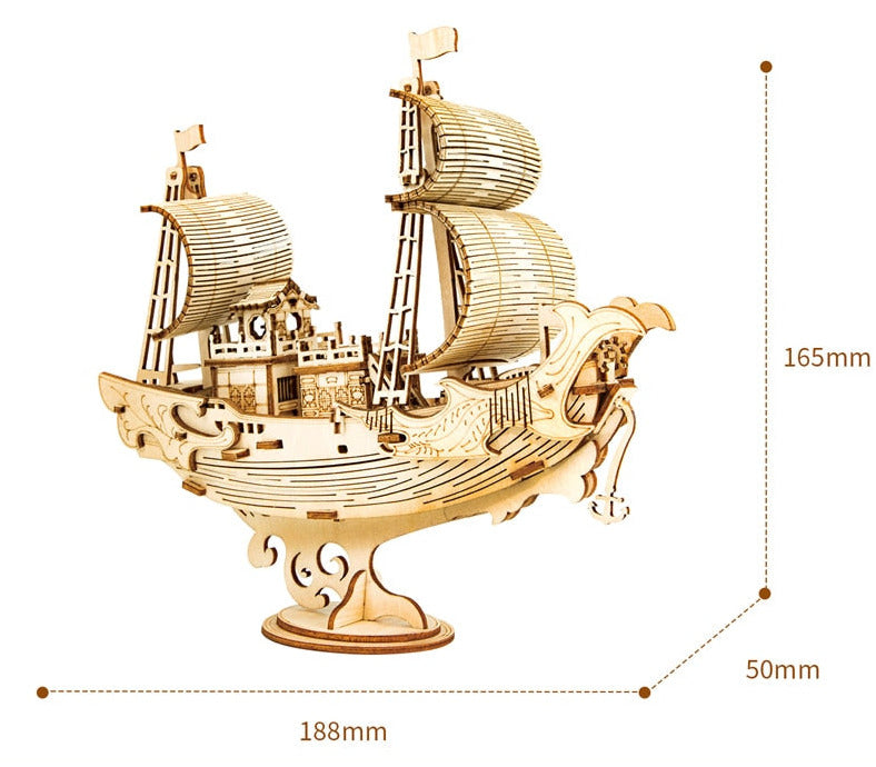 3D Wooden Puzzles - Sail Boat & Steam Ship Models