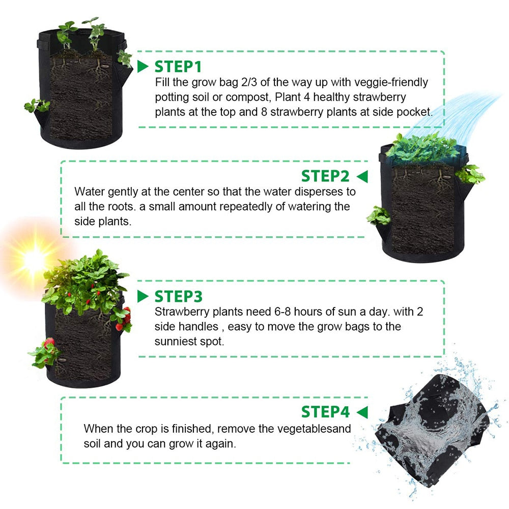 Outdoor Planting - Reusable Vertical Grow Bag for Strawberries, Herbs & Vegetables.