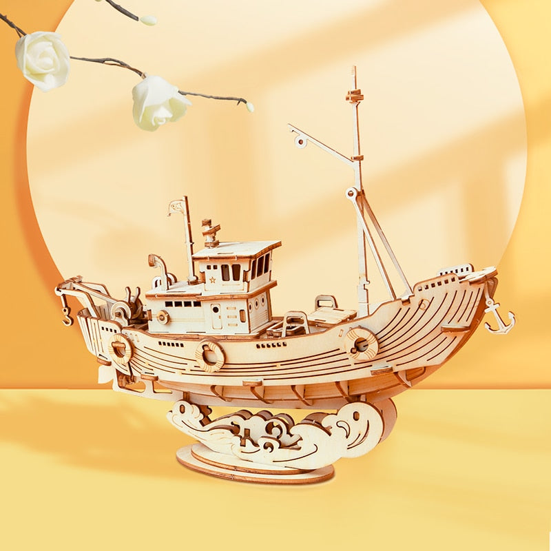 3D Wooden Puzzles - Sail Boat & Steam Ship Models