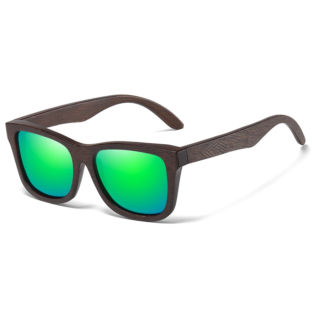 GM Natural Bamboo Wooden Sunglasses Handmade Polarized Glasses Mirror Coating Lenses Eyewear With Gift Box.