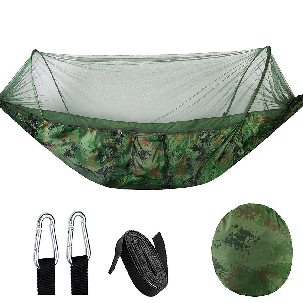 Quick-opening Mosquito Net Hammock with anti-rollover