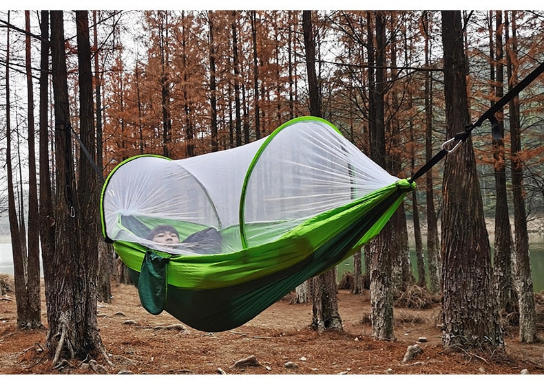 Quick-opening Mosquito Net Hammock with anti-rollover
