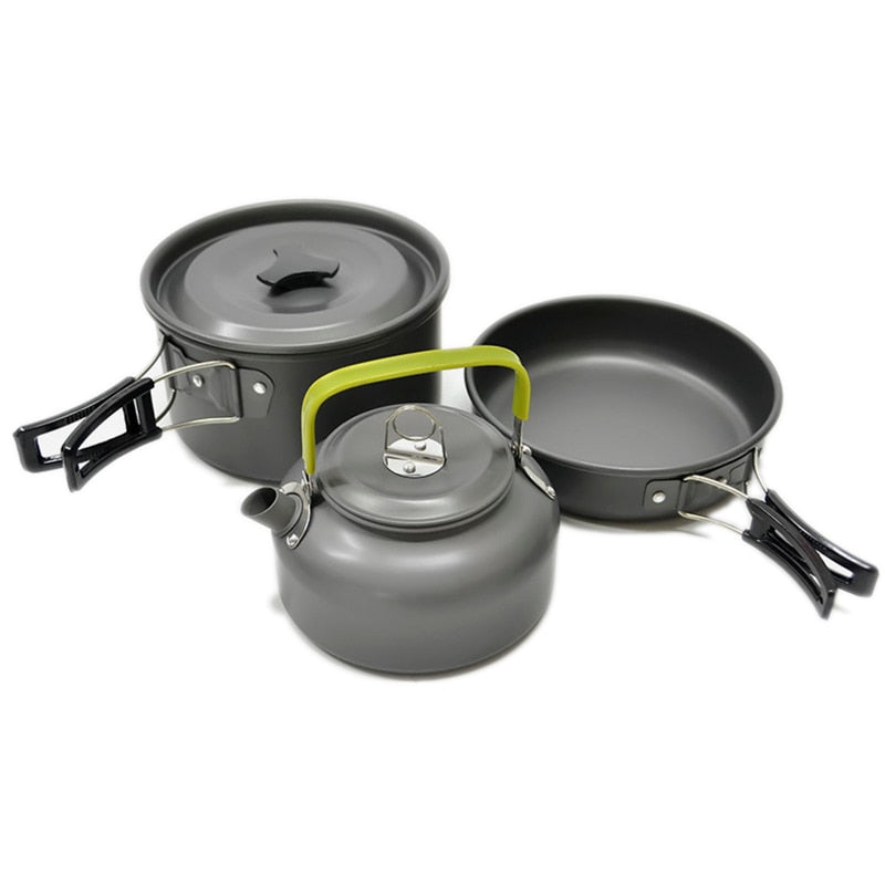 Portable Non-stick Aluminum Alloy Camping Cookware for Outdoor Cooking.