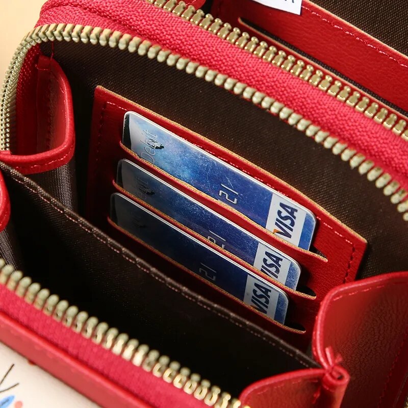 The Crossbody Vegan Shoulder Bag (PU Faux Leather) - Multiple Card Holder & Phone Bag.
