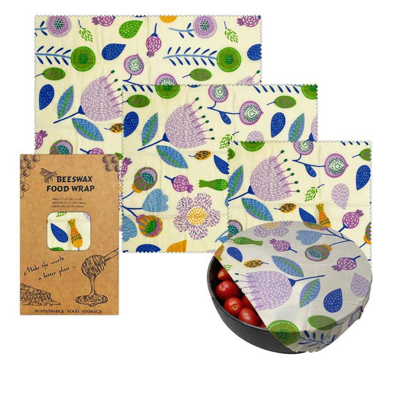 Reusable Plastic-Free Beeswax Food Wrap -  Sustainable Organic Food Wrapping Paper.