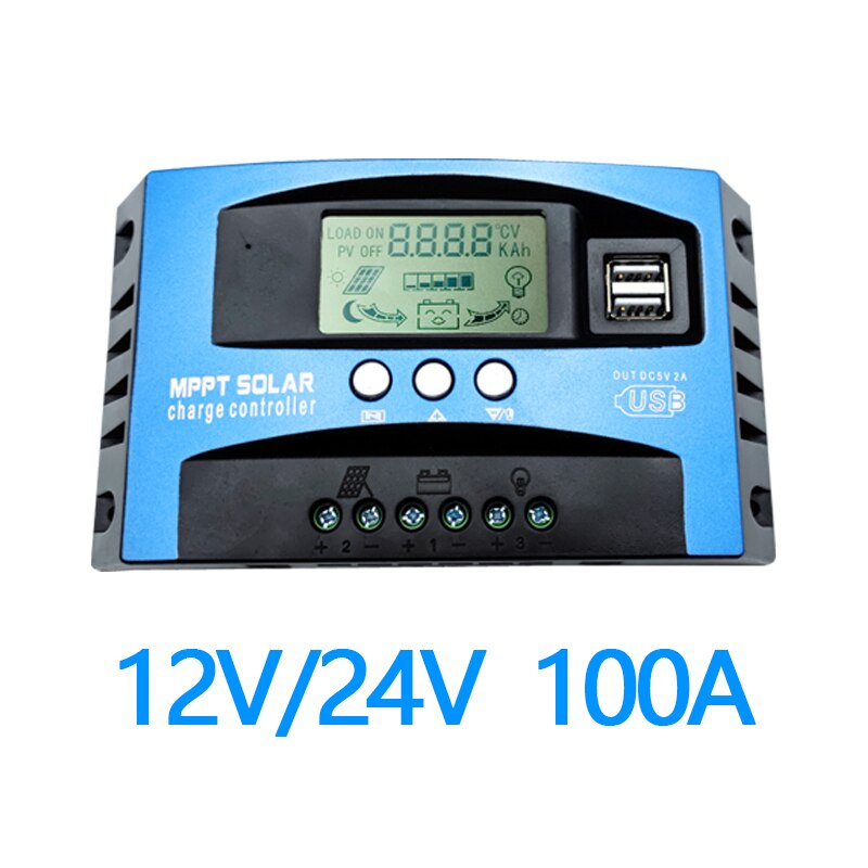 Solar Charge Controller MPPT 30A 40A 50A 60A 80A 100A LCD Display 12V 24V Dual USB