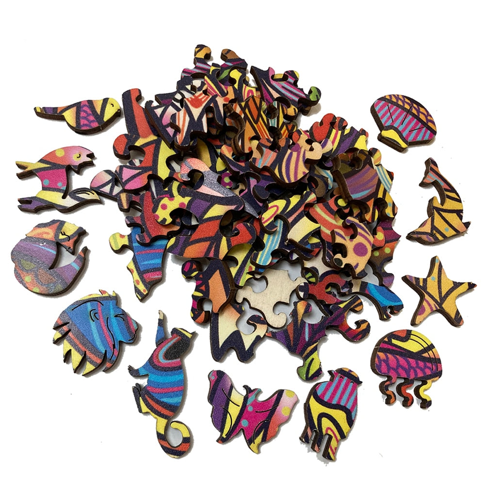 Gorgeous Wooden Puzzle of a Multicoloured Lion - Unusual Shape Jigsaw Puzzle for Adults and Children