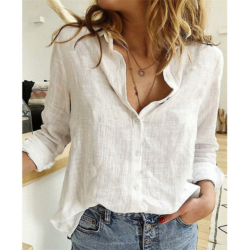 Long Sleeve Women's Oversize Linen Shirt - Lightweight and Loose Fitting - with Buttons - Lots of Choices
