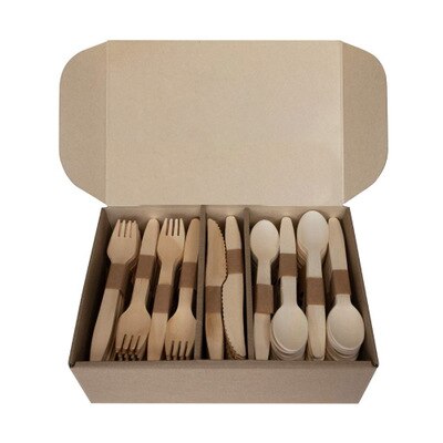 240/300pcs Eco-Friendly Disposable Wooden Cutlery Set.