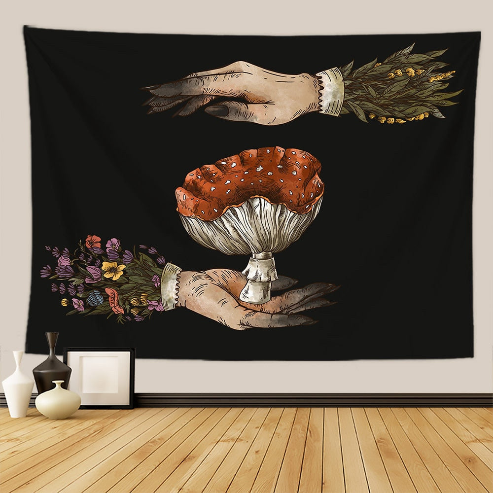 Botanical Print Floral Tapestry Wall Hanging.