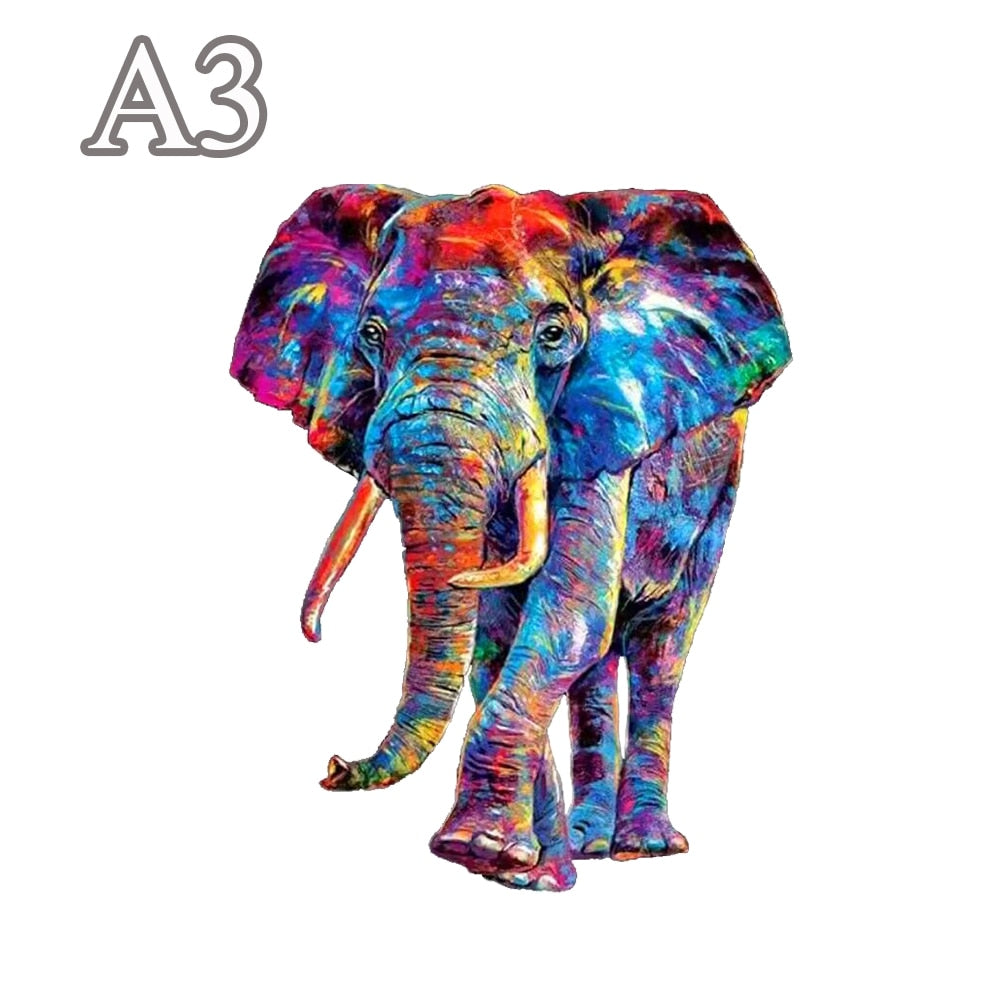 Striking Wooden Puzzle of an Elephant - Unusual Shape Wooden Jigsaw Puzzle for Adults and Children