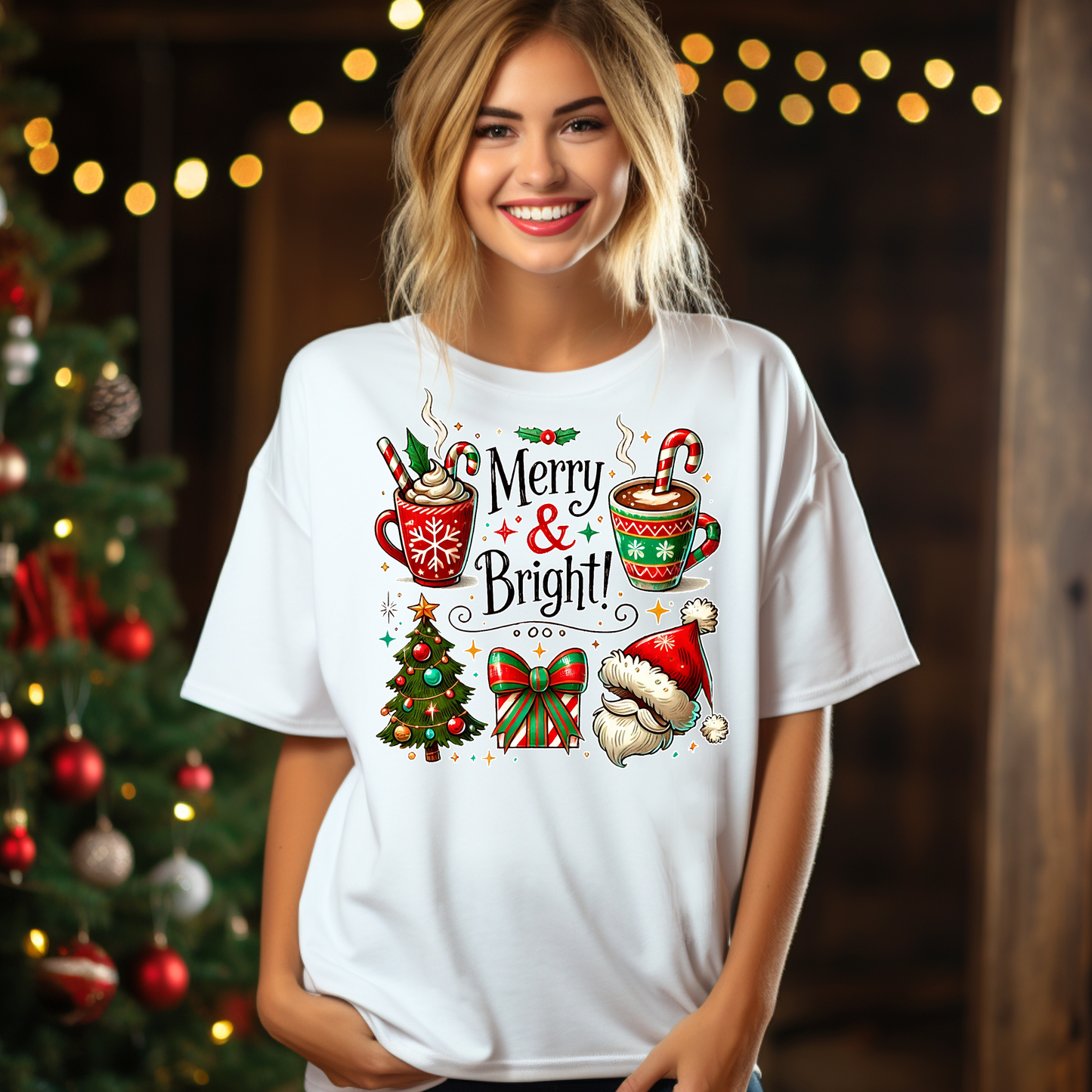 Merry & Bright! Cute Merry and Bright Unisex Christmas T-shirt