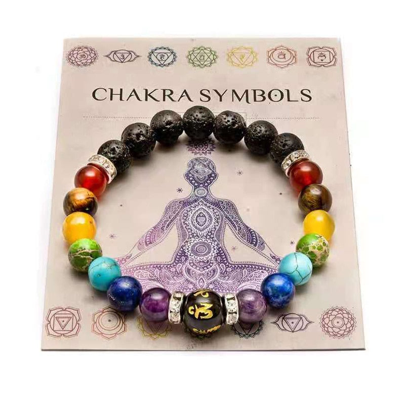 7 Chakra Crystal Healing Bracelet with Meaning Card.