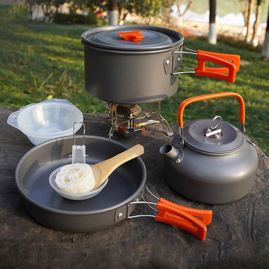 Camping Cookware Set - Aluminium Portable Outdoor Cooking Kit