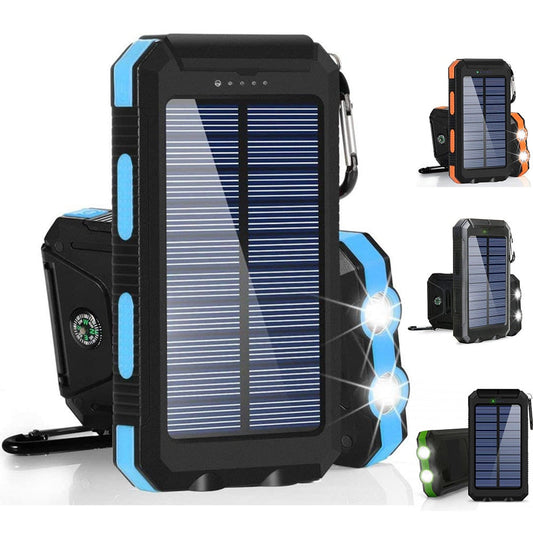 Lightweight & Portable Solar Power Bank Charger 20000mAh  - with Strong LED Light & Double USB