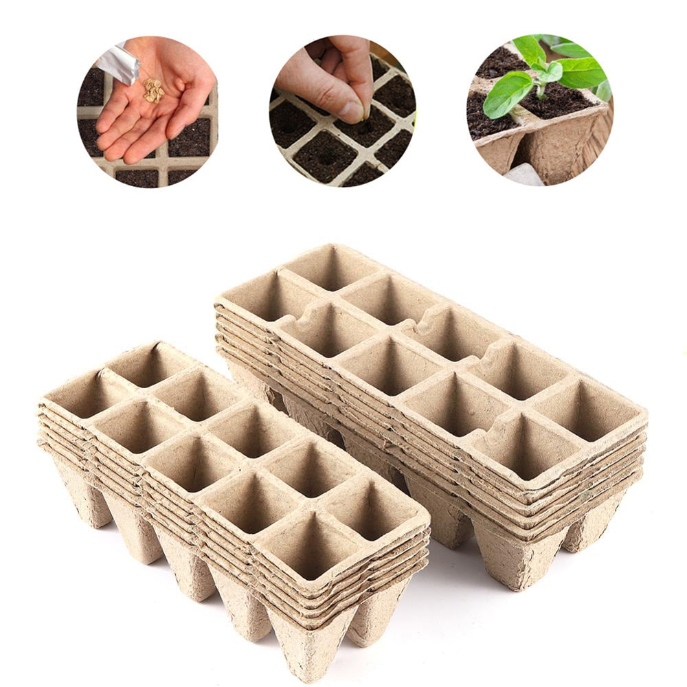 10 Biodegradable Seed Starter Peat Pots / Small peat pots - Seedling Trays.