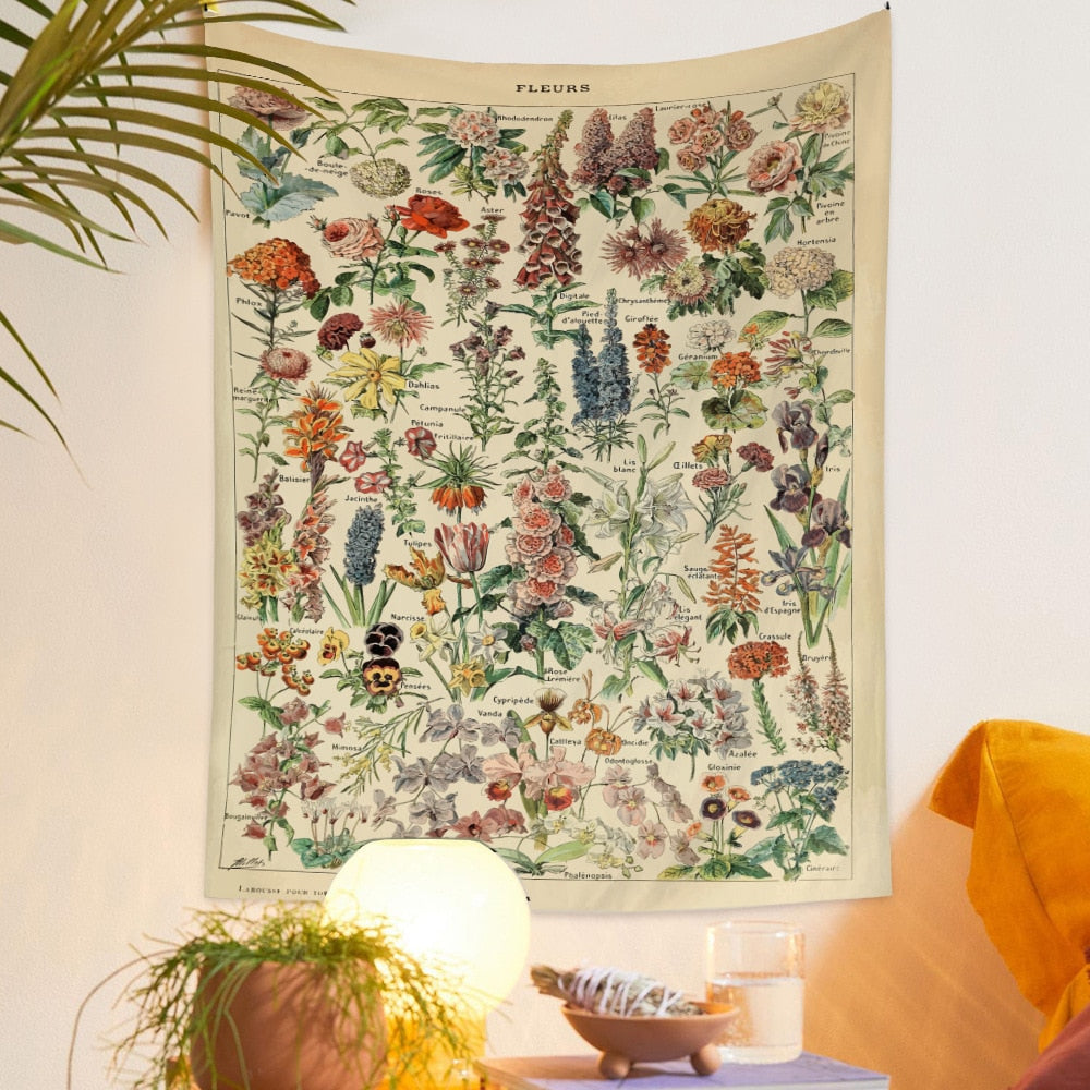Botanical Print Floral Tapestry Wall Hanging & lots of other choices