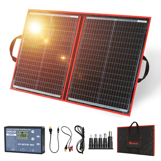 DOKIO 18V 100w Flexible Foldable Solar Panels for 12v Charging your devices off grid